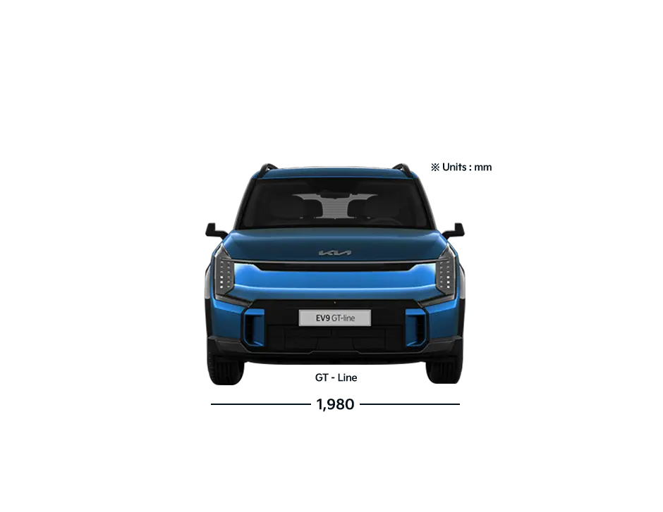 DIMENSI KIA EV9 TAMPAK DEPAN KIA BANDUNG
