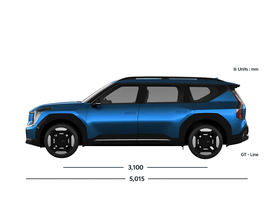DIMENSI KIA EV9 TAMPAK SAMPING KIA BANDUNG